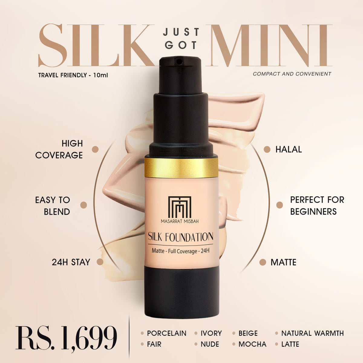 Masarrat Misbah Silk Foundation Now Available in 10 ML – Redefining Accessible Luxury